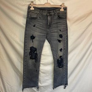 R13 Japanese Denim Ripped black jeans MADE IN ITALY